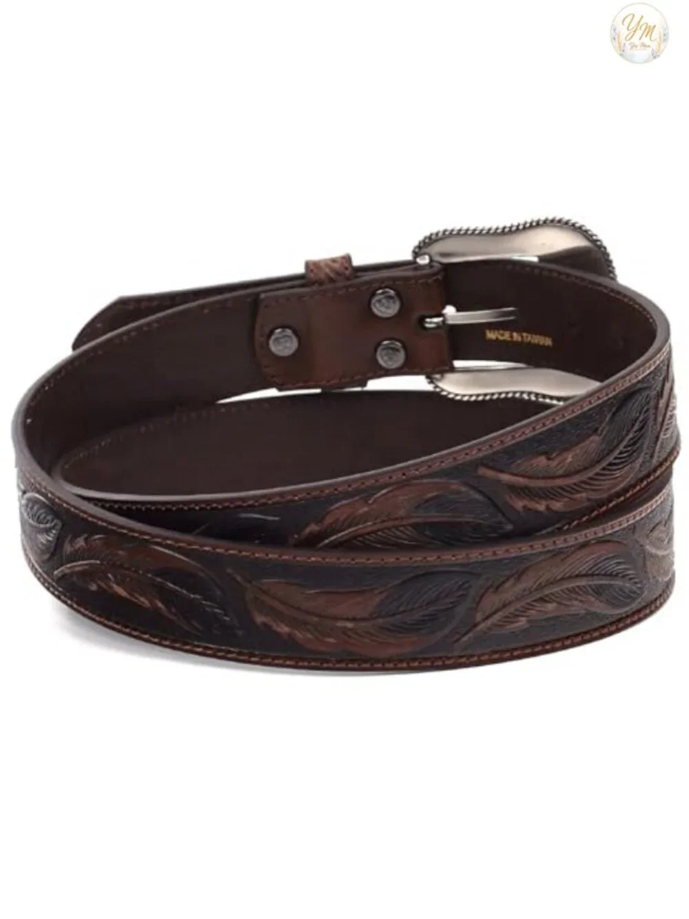 Genuine Leather Western Belt with Exchangeable Buckle